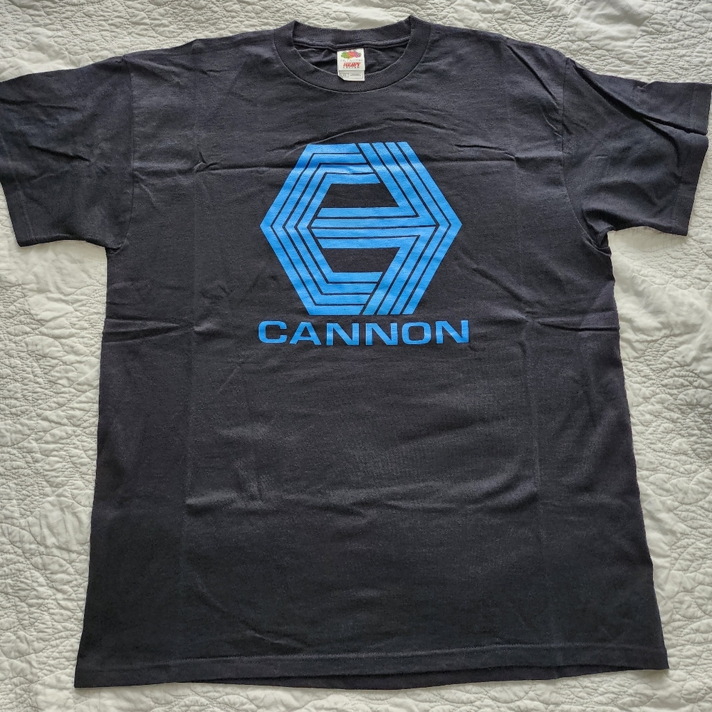 Canon Men's Black T-Shirt with Blue Logo, XL